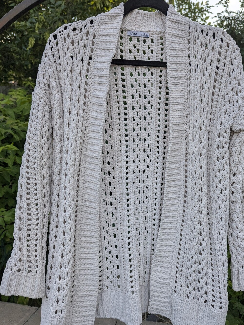 Dex Open Knit Chenille Cardigan Sweater Chunky Crochet Boho Coquettecore - Picture 7 of 13